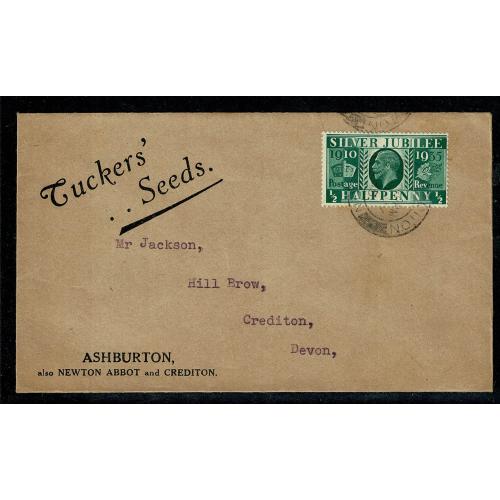 Tuckers' Seeds advertising cover with 1935 Jubilee ½d.