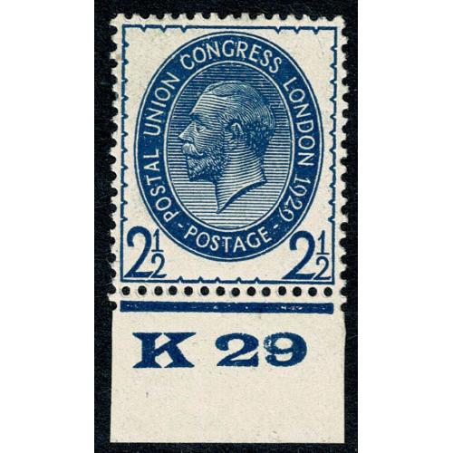 1929 P.U.C 2½d blue SG 437. Mounted mint Control K29