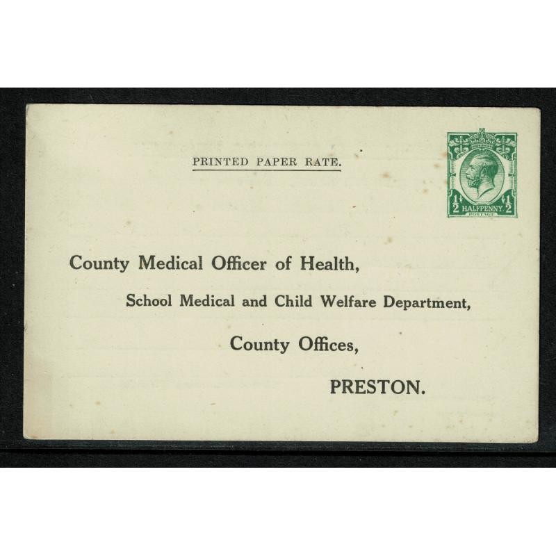 1920-26 STO Printed Matter for Preston Medical Officer H&B CS61